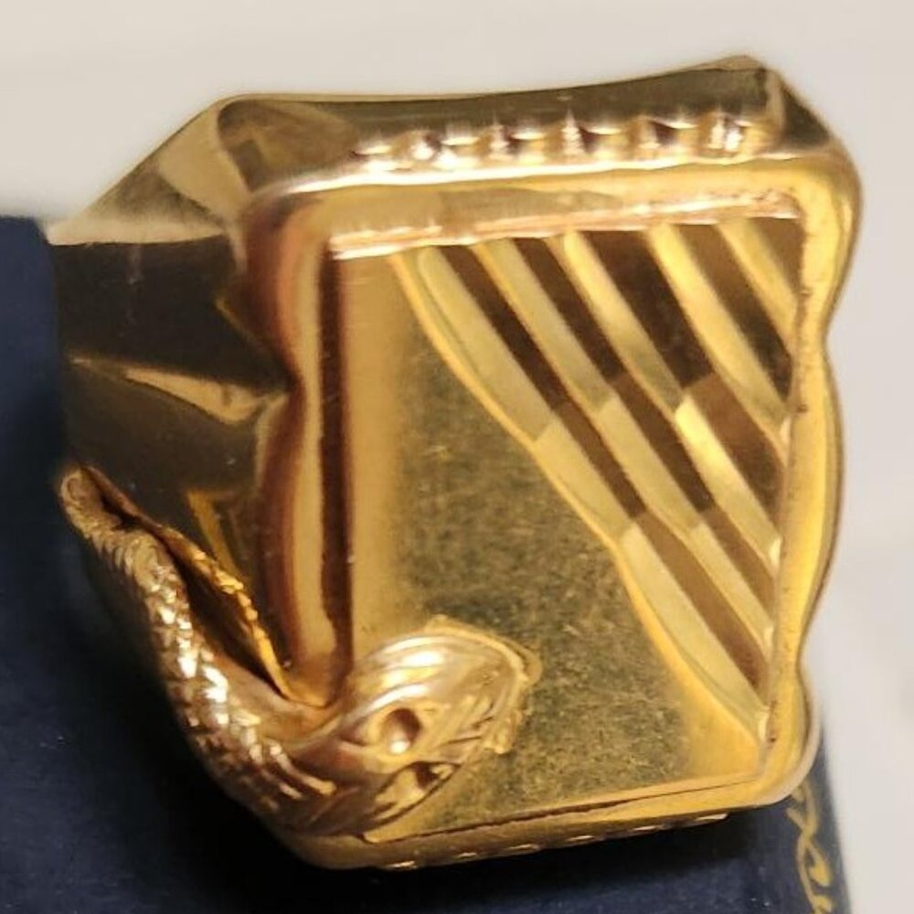 Vintage 14k Solid Gold Rectangular Signet Snake S… - image 6